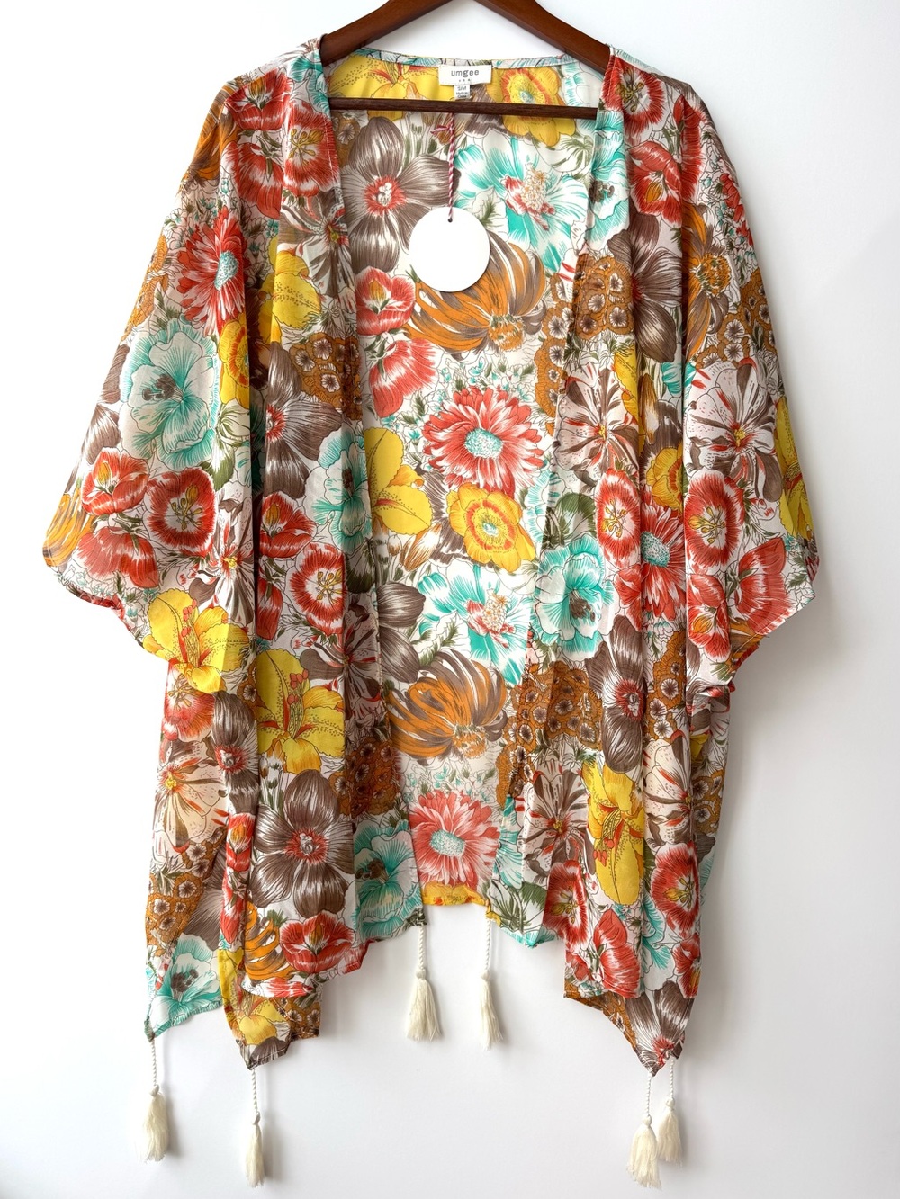 Umgee Boho Floral Tassel Kimono NWT